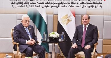 الرئيس السيسى يؤكد دعم مصر الكامل للقضية الفلسطينية.. إنفوجراف