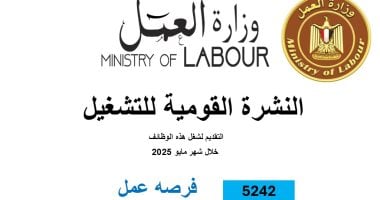 وزارة العمل: 5242 فرصة عمل جديدة فى 50 شركة خاصة بـ8 محافظات