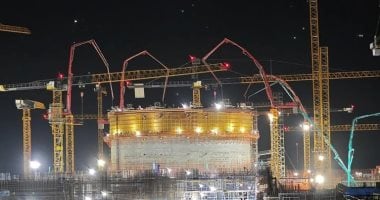 اكتمال أعمال الصبة الخرسانية للمستوى الثانى لوعاء الاحتواء الداخلى بالمفاعل الثانى بالضبعة